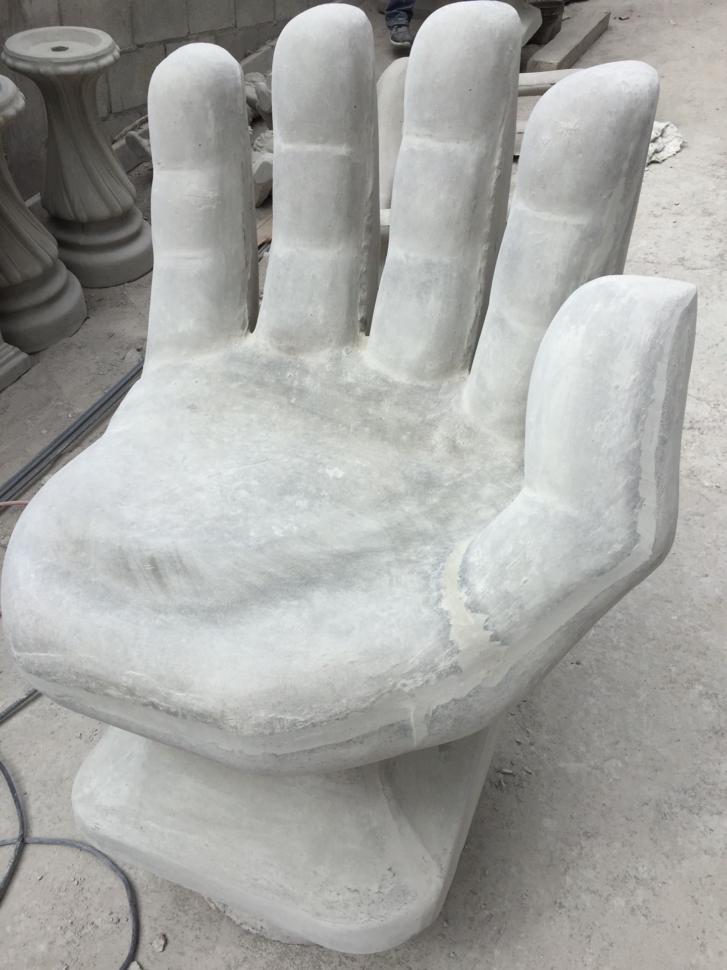 Patio furniture, hand chair and table set, Garden art and statues
