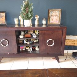 Postmodern Dark Wood Hutch – Stylish, Spacious & Gently Used – $60.00