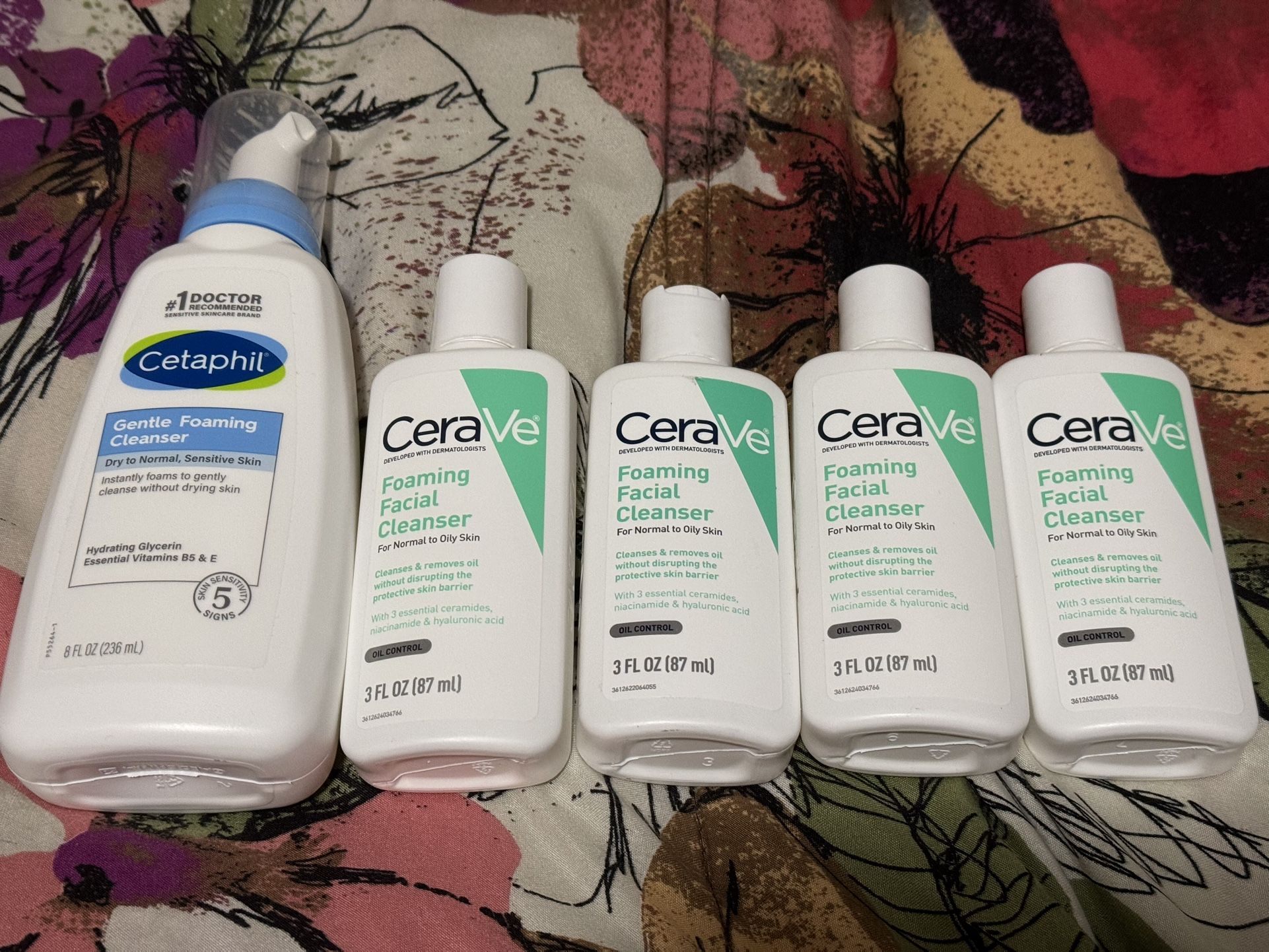 4 Cerave Travel Size 3 oz + 1 Cetaphil 8 oz Brand New For Sale