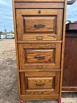 Antique Oak 3-Drawer Filing Cabinet