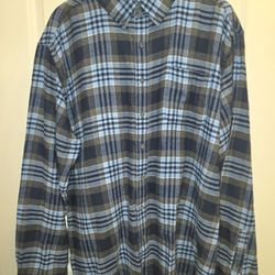 Croft&Barrow Flannel Shirt  XL Blue Black Plaid Button-Down Preppy Men