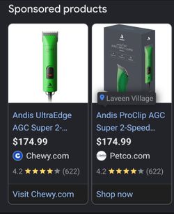 Andis Professional UltraEdge ACG Super 2-Speed Pet Clippers