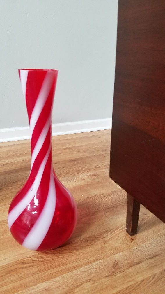 70s candy cane color glass vase