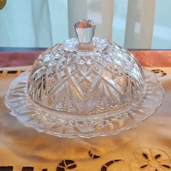 Vintage Anchor Hocking Press cut  Butter Dish 