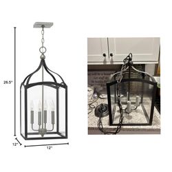 Transitional Four Light Foyer, Aged Zinc