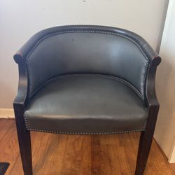 Leather Barrel Back Chair 