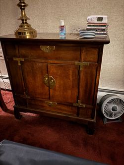 Vintage Asian Style Wooden Accent Cabinet / End Table
