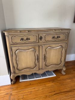 French Provincial Light Wood Buffet Server Cabinet