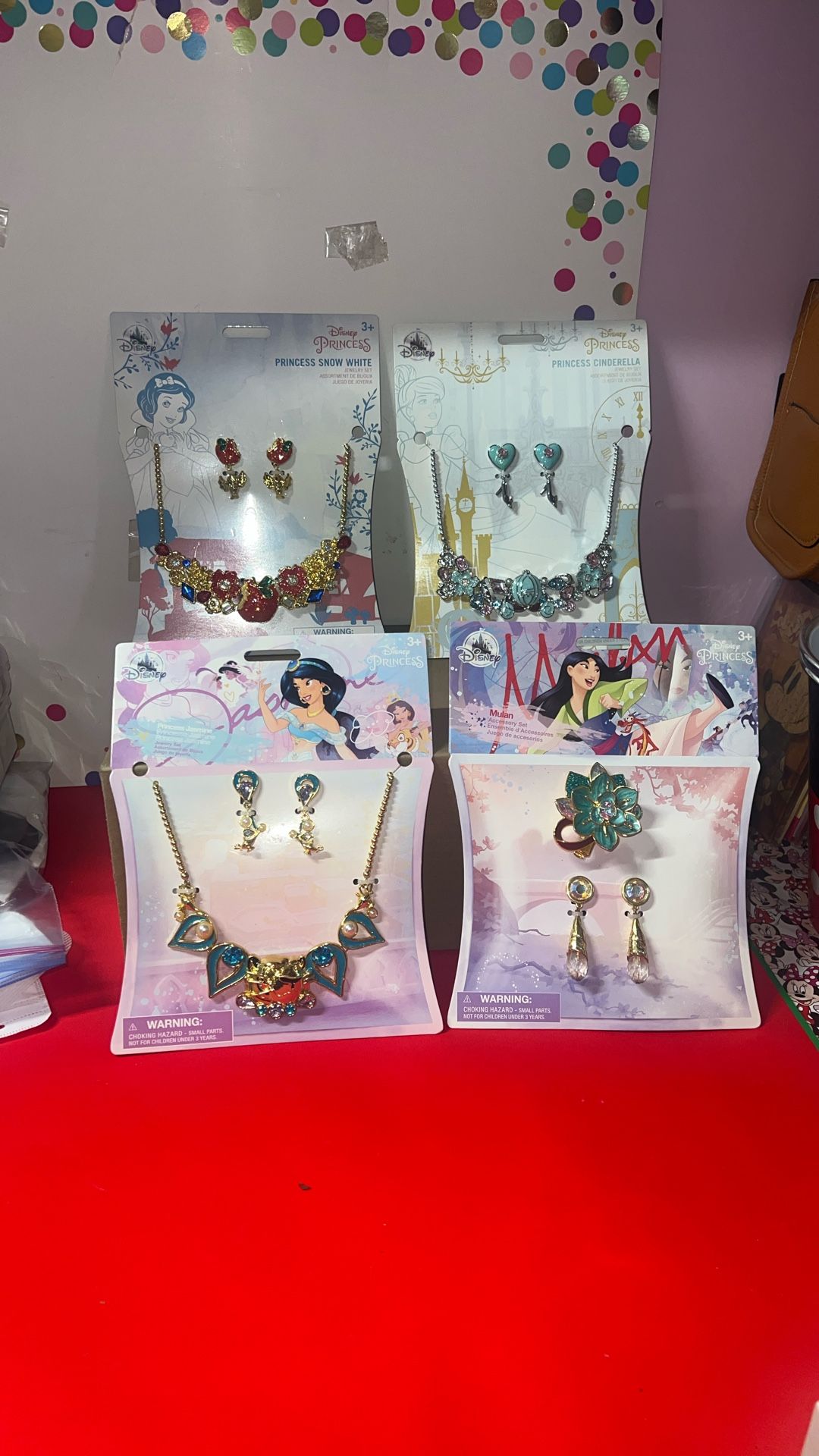 Disney Princess Jewelry Set Snow White, Cinderella, Mulan, Jasmine NEW