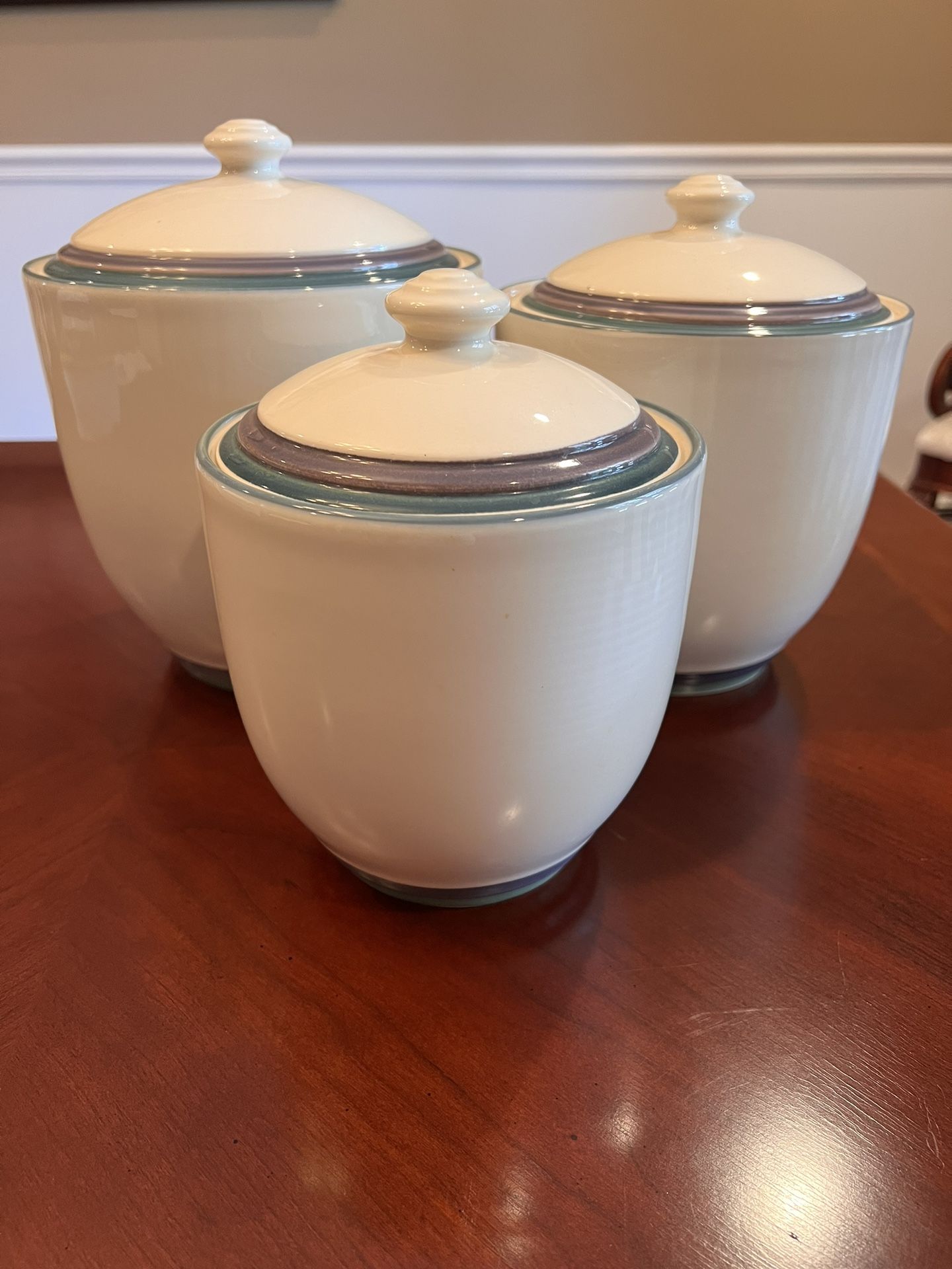Pfaltzgraff Ocean Breeze Blue And Purple Canisters (set of 3)