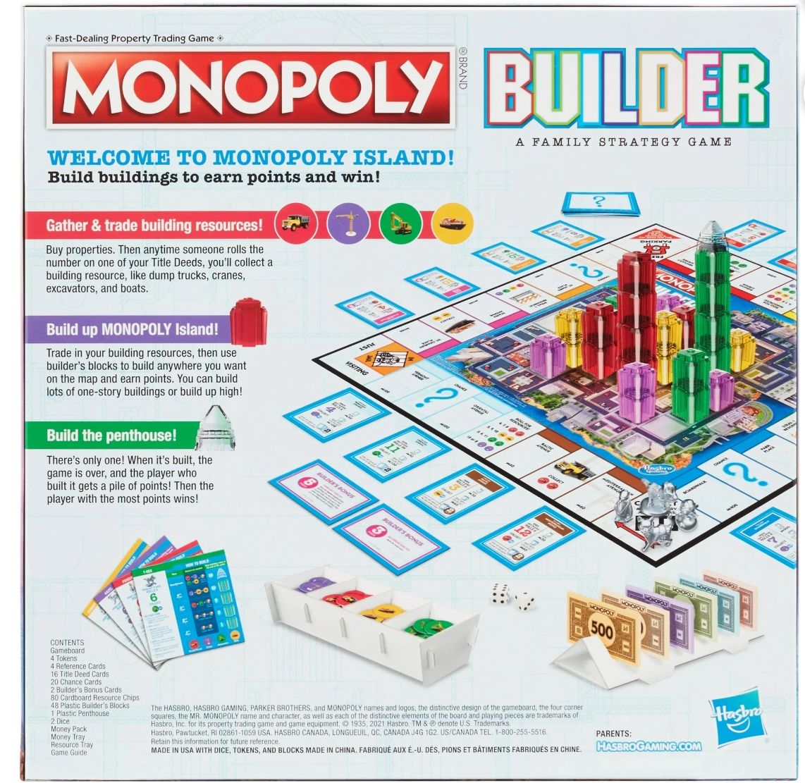 Monopoly Builder Board Game, Board Games for Kids and Adults