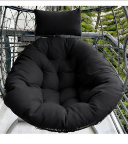 Egg Chair Cushion W/ Head Pillow Indoor/Outdoor Waterproof - Black