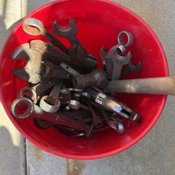 Assorted Bucket Of Wrenches 