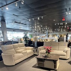 Ivory Power Reclining Sofa And Loveseat