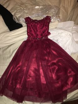 Burgundy girls dress