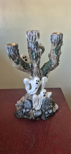 Vintage Fitz & Floyd Ghost Tree Halloween Candleabra