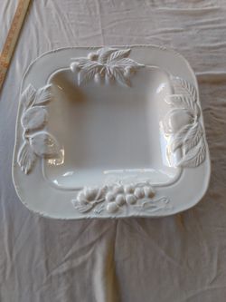 Thanksgiving, Christmas, Easter serving dish- square white bowl or platter, extra large