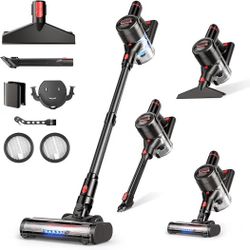 Zyxrona Cordless Vacuum Cleaner, 450W/40Kpa Stick Vacuum with Powerful Suction, 50Min Vacuum Cleaner for Home, Anti-tangle and 1L Dust Cup, 8 in 1 Lig
