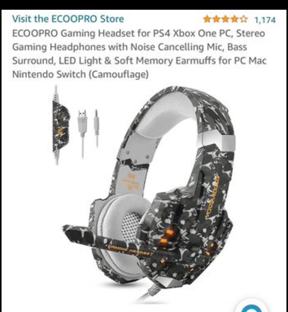 NEW Gaming Headset for PS4 Xbox One PC, Stereo Gaming Headphones with Noise Cancelling Mic,