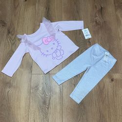 Toddler Girl’s Hello Kitty Blouse / Top and Old Navy Leggings, Size 12 Months, 12-18 Months 