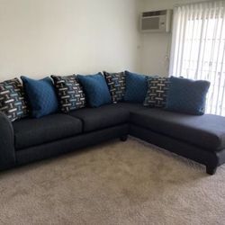 Large Black Sectional Sofa Couch 