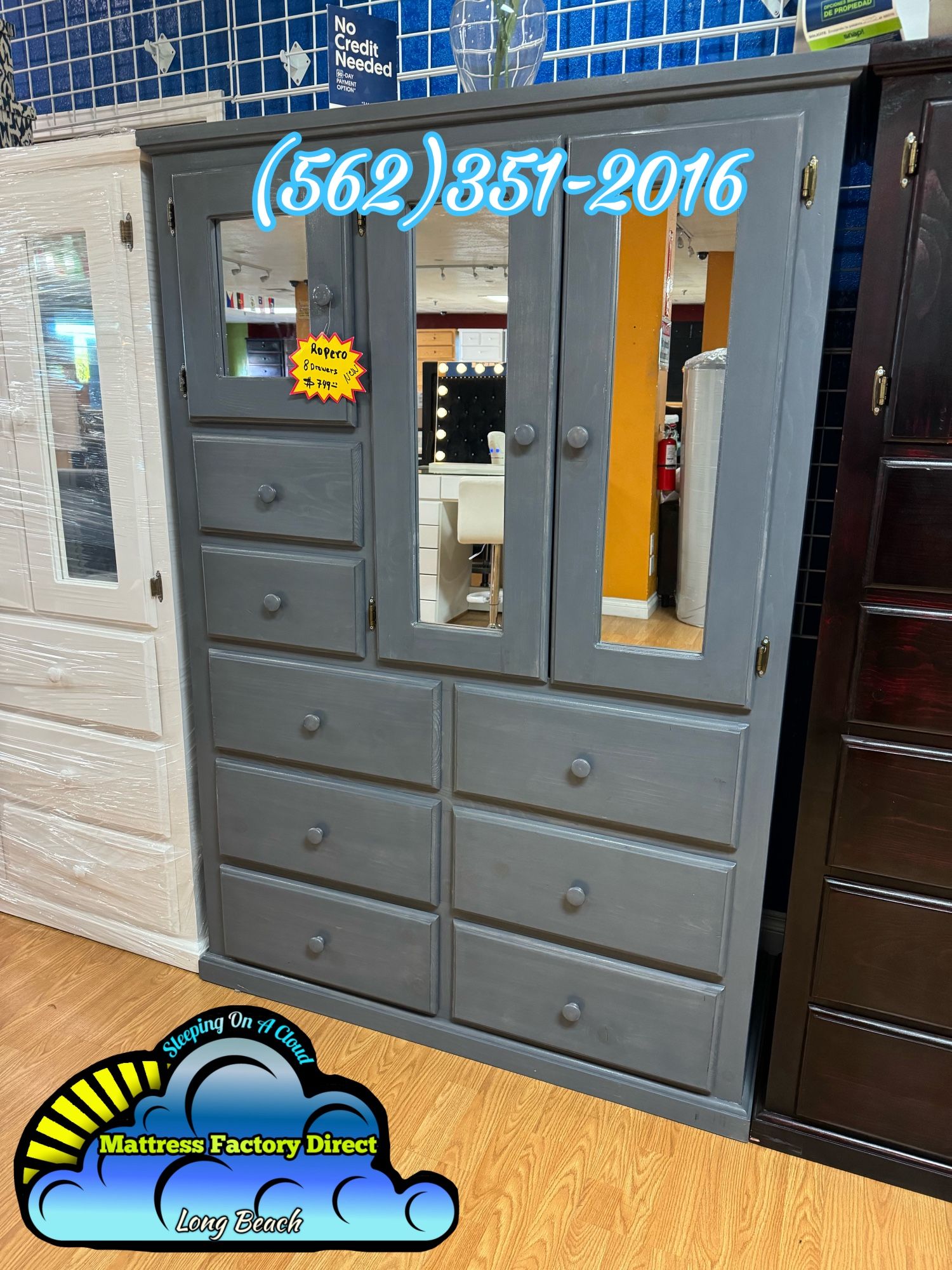 Grey Pinewood Wardrobe Closet Ropero Nuevo Armoire