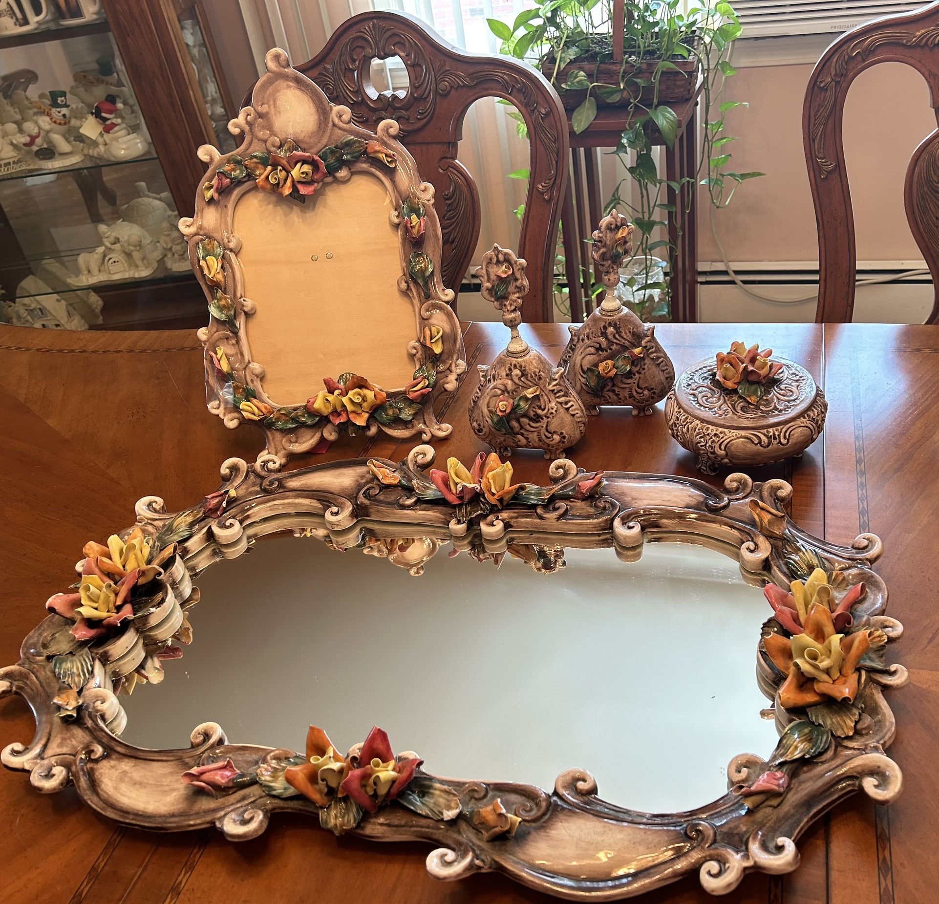 Capodimonte Dresser Set With 8X10 Picture Frame 