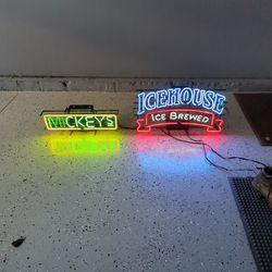 Two Vintage Neon Beer Signs  Icehouse / Mickeys Thumbnail