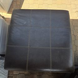 Ottoman Brown Leather 