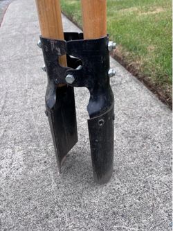 Wood handle manual post digger