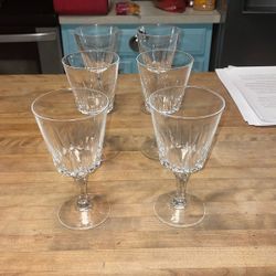 Set Of 6 Stemware Large Crystal Glasses 