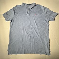 Pre Owned Good  Polo Ralph Lauren  Polo Short Sleeve Shirt Embroidered  Light Blue Pink  Men  Size XL