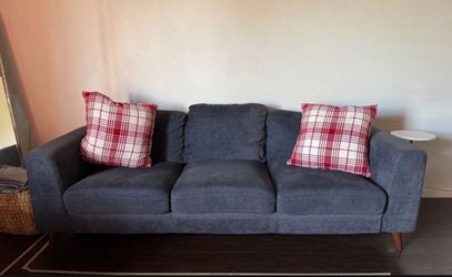 Casper Charcoal Blue Sofa Couch 89”