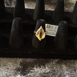 14k gold citrine diamond ring size 6