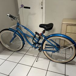 Beach Cruiser Bike Blue With Bike Lock- Men’s