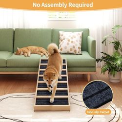 Pet Ramp, Wooden Folding Dog Ramp Portable Pet Ramp with Non-Slip Carpet for Car SUV Truck, 38 in., NEW 
