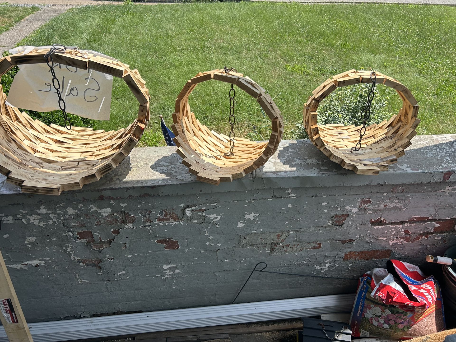Custom Made Wood Hanging Baskets