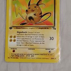 Vintage 1st Edition Raichu Pokemon Card 1999