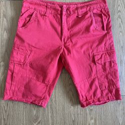 MENS SMOKE RISE RED CARGO SHORTS 34