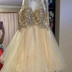 Gold dress Medium (8) Back Lace 