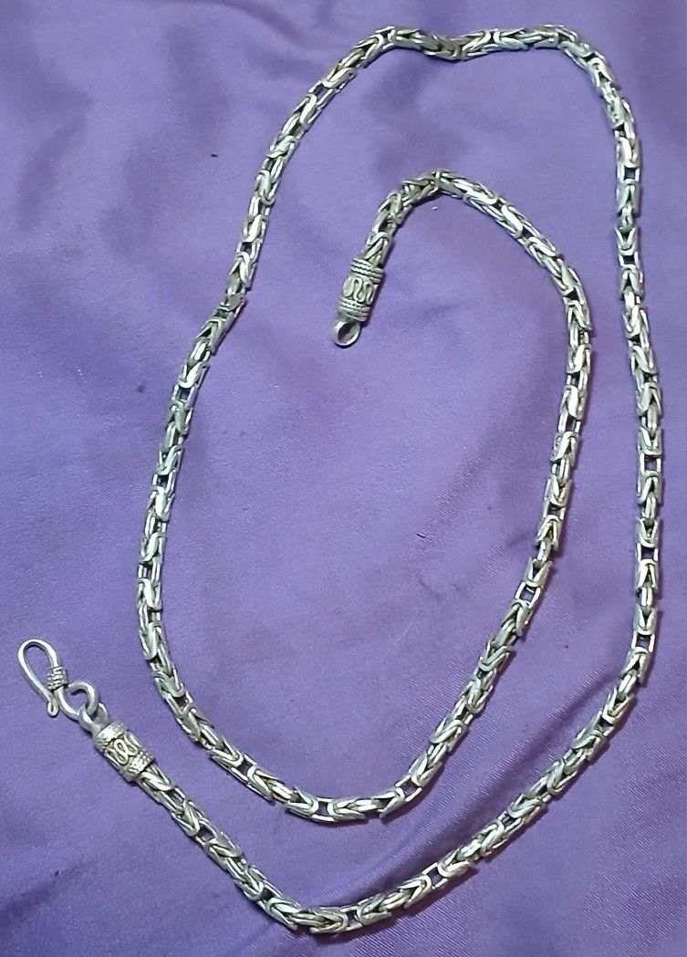 30 Inch 925 Silver Byzantine Chain
