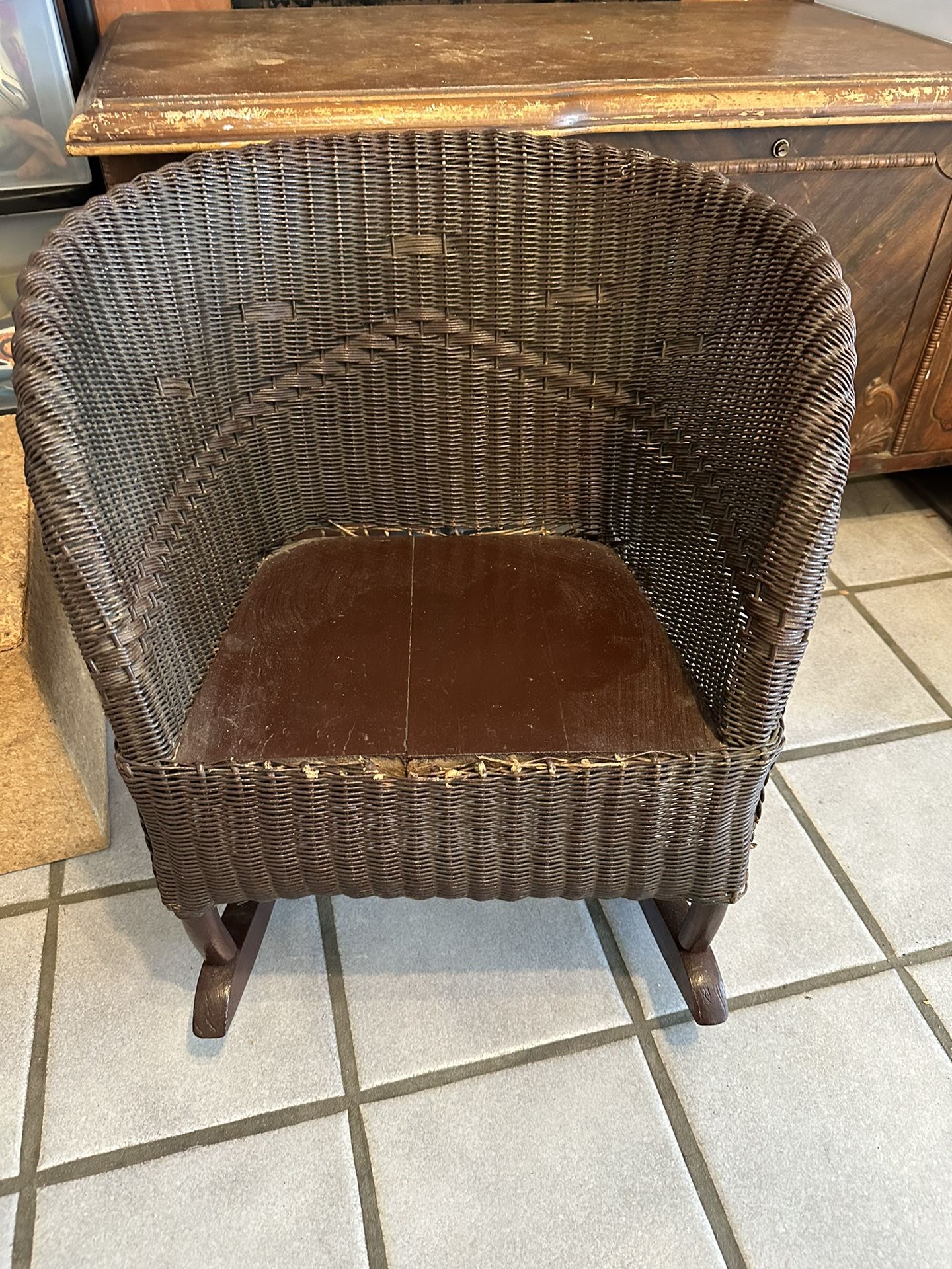 Child’s Vintage Wicker Rocking Chair Make Offer