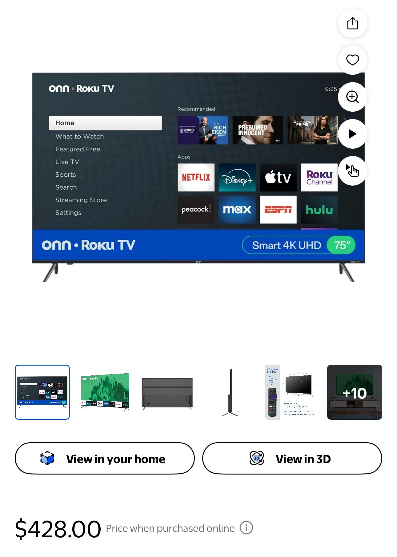 75 Inch Flat Screen Smart Tv