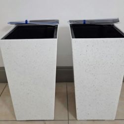*** REDUCED *** PAIR of 22" White Square Resin Planters @ Lasting Creations