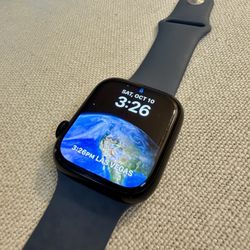 Apple Watch Series 7 GPS, 45mm Midnight Aluminum Case with 46mm Anchor Blue Sport Band - S/M 