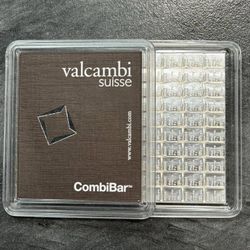 Valcambi 100 x 1 Gram 999 Silver CombiBar with Assay Card 100 grams Collectible Investment