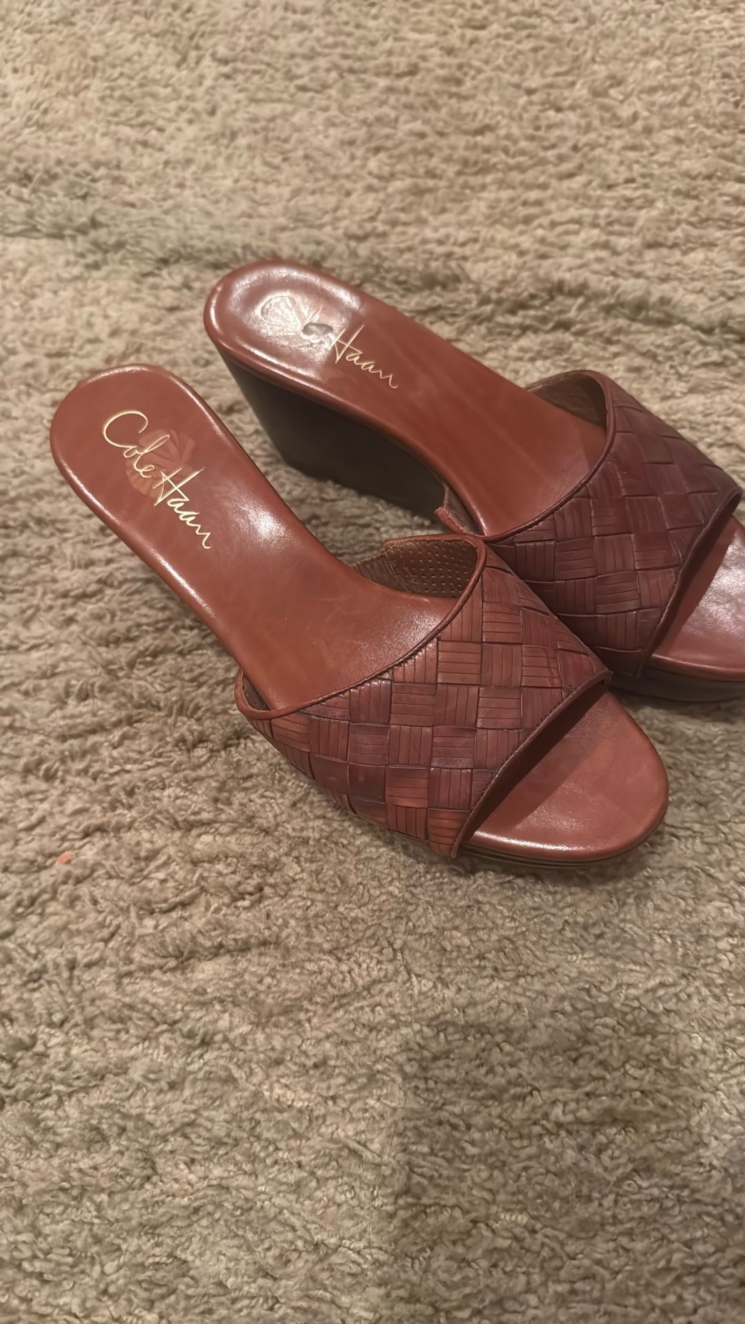 Cole Haan leather woven wedges