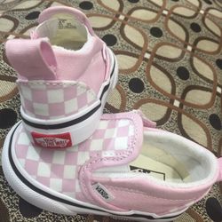 Vans New Toddler Shoe Sz 4 Asher V Pink/white