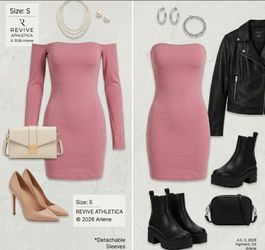 Pink bodycon dress with detachable sleeves