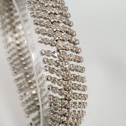 925 Sterling Silver Vintage Diamond Bracelet With Dramatic Multi-Row Fringe Sparkle 8"